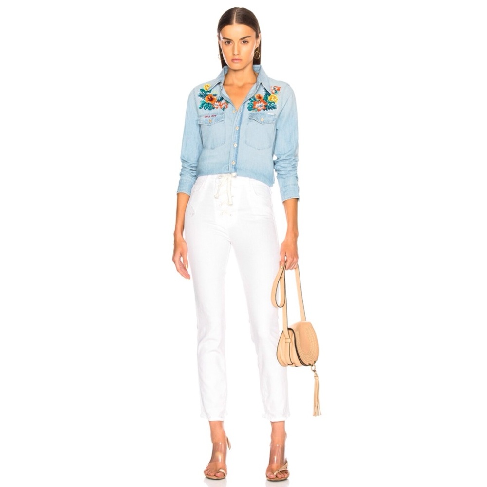 MOTHER SUPERIOR WHITE LACE UP FLY DAZZLER ANKLE CHEW HIGH WAIST SKINNY JEANS - Picture 2 of 12